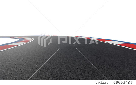Curved asphalt racing track road isolated on white background 69663439