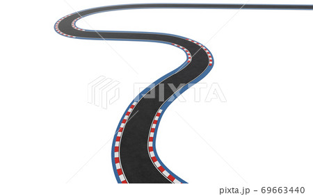Curved asphalt racing track road isolated on white background Curved asphalt racing track road isolated on white background 69663440