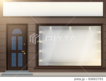 Shop facade with signboard and storefront 69663791