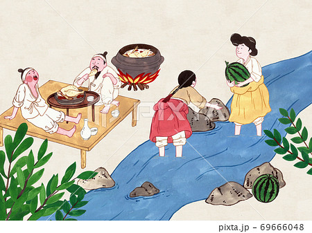 Concept Of Korean Traditional Color Prints のイラスト素材