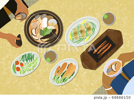 Delicious Korean cuisine in flat design top view illustration 008 69666150