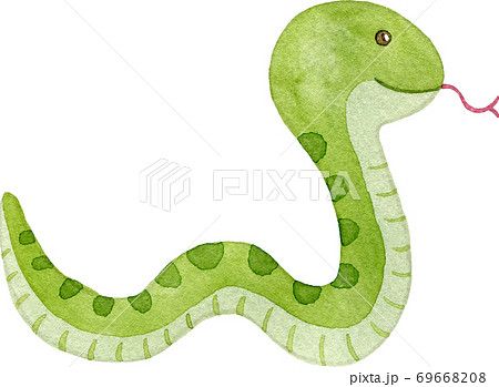 舌を出したヘビ 緑色 のイラスト素材