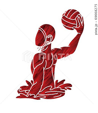 Water Polo player cartoon graphic vector 69668275