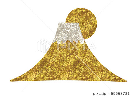 金色と銀色の富士山イラストのイラスト素材