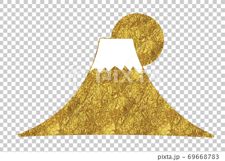 金色の富士山イラストのイラスト素材