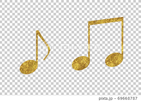 金色の音符イラストのイラスト素材