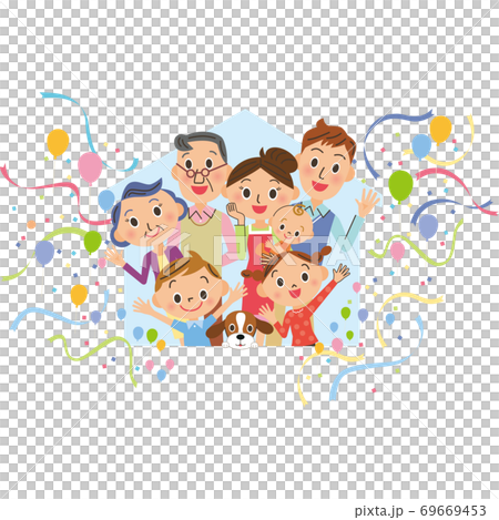 三代家庭的房子剪影公平紙暴風雪 69669453