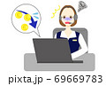 コールセンター　オペレーター　女性　ユーロ　下降 69669783
