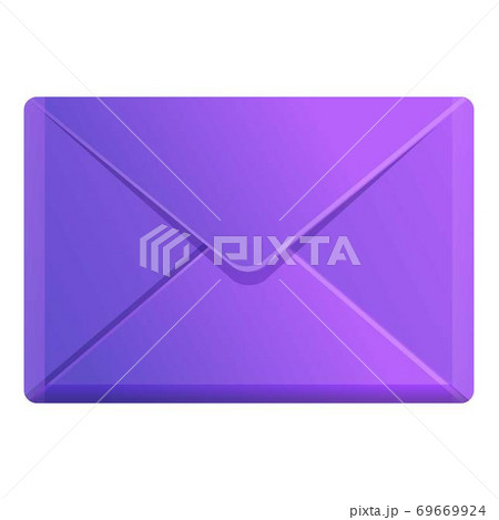 Violet envelope icon, cartoon style 69669924