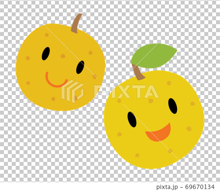 かわいい2つの梨のキャラクターのイラスト素材