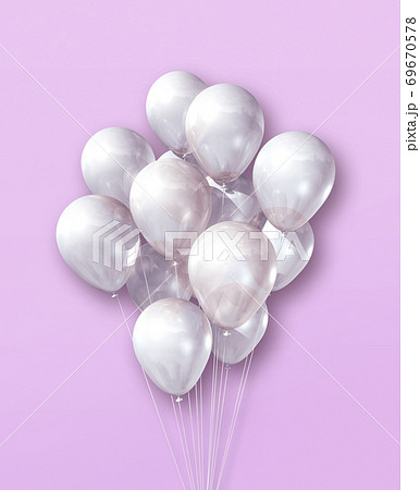 White air balloons group on a light pink background 69670578