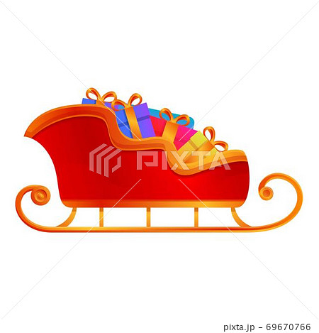 Full gift box sleigh icon, cartoon style Full gift box sleigh icon, cartoon style 69670766