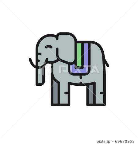 Thai sacred elephant, animal flat color line icon. 69670855