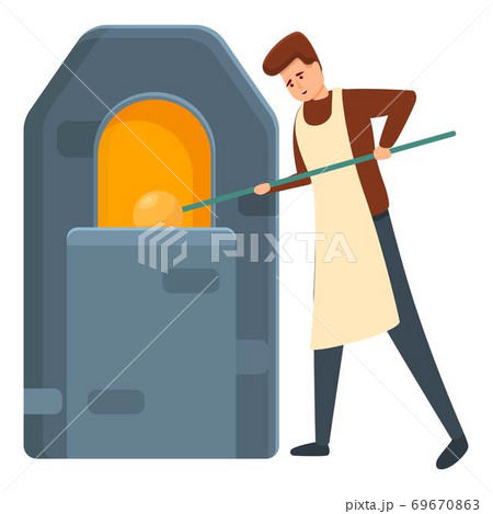 Professional glass blower icon, cartoon style Professional glass blower icon, cartoon style 69670863