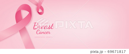 Breast cancer awareness campaign banner background with pink ribbons 69671817