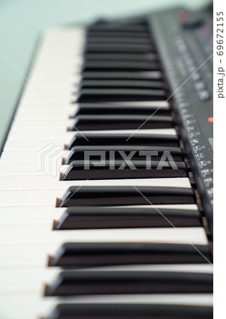 black and white piano keys synth. close-up.  69672155