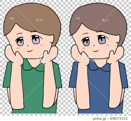 頬に手を当てる嬉しそうな茶髪の看護師 69673331