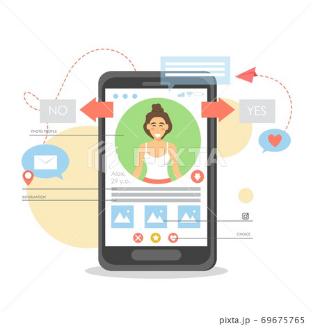 Mobile phone dating app, vector flat illustration Mobile phone dating app, vector flat illustration 69675765