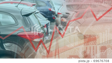 Data processing and graph with cars in background 69676708