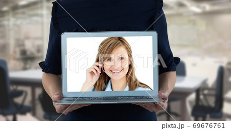 Businesswoman on laptop screen Businesswoman on laptop screen 69676761