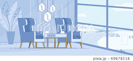 Modern Airport Terminal Luxury Lounge Area Vector 69678218