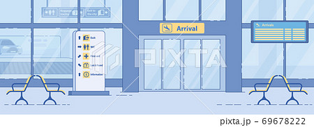 Airport Arrival Exit, Entrance Gate Flat Vector 69678222