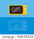 Microwave oven with a dish inside.Flat vector illustration. 69678329