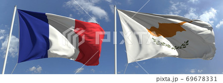 National flags of France and Cyprus, 3d rendering National flags of France and Cyprus, 3d rendering 69678331
