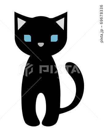 黒い子猫のイラストのイラスト素材