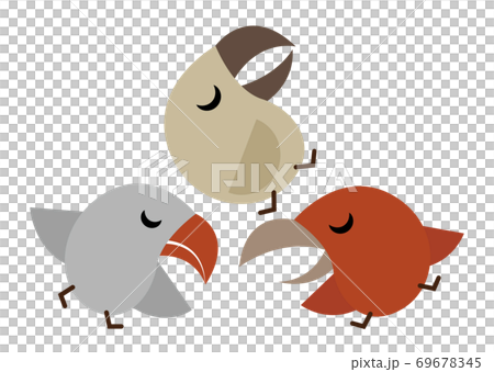 小鳥のお昼寝のイラスト素材