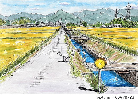 田舎の秋のイラスト素材