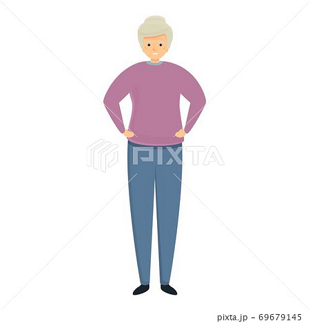 Happy granny at home icon, cartoon style 69679145