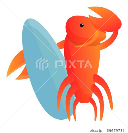Lobster surfing icon, cartoon style 69679731