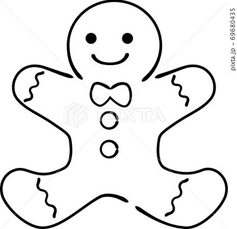 手書き風クリスマスのジンジャーマンクッキー 塗りなし のイラスト素材 69680435 Pixta