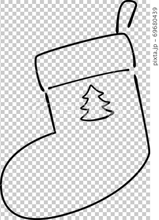 手書き風クリスマスツリーの模様が入った靴下 塗りなし のイラスト素材 69680439 Pixta
