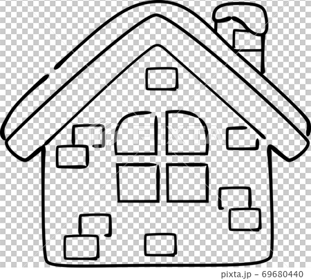 手書き風レンガのクリスマスの家 塗りなし のイラスト素材 69680440 Pixta