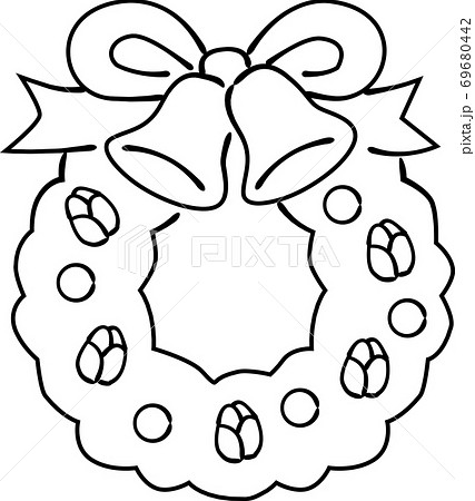 Christmas Wreath With Handwritten Bell Unpainted Stock Illustration