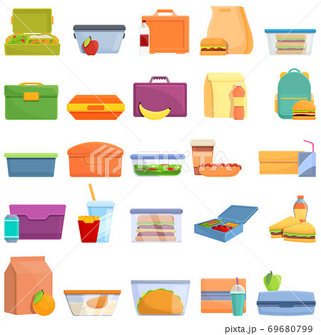 Lunch icons set, cartoon style 69680799