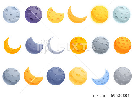 Moon icons set, cartoon style 69680801