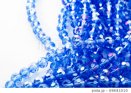 Beautiful Glass Sparkle Crystal Isoalted Beads on white background. Use for diy beaded jewelry Beautiful Glass Sparkle Crystal Isoalted Beads on white background. Use for diy beaded jewelry 69681010