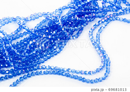 Beautiful Glass Sparkle Crystal Isoalted Beads on white background. Use for diy beaded jewelry 69681013