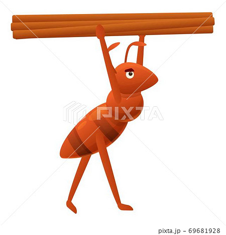 Ant carry wood icon, cartoon style 69681928