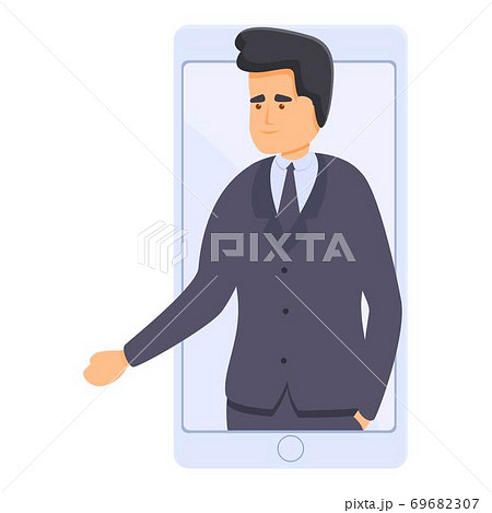 Business video call icon, cartoon style Business video call icon, cartoon style 69682307
