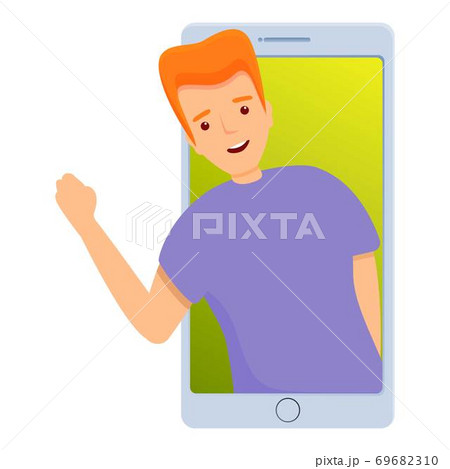 Say hi video call icon, cartoon style Say hi video call icon, cartoon style 69682310