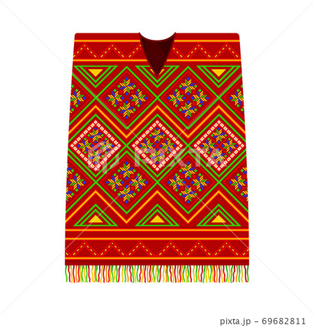 Poncho with Bright Embroidery as Apparel Vector Illustration Poncho with Bright Embroidery as Apparel Vector Illustration 69682811