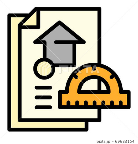 Architect protractor house project icon, outline style 69683154