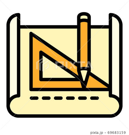 Architect pencil angle ruler icon, outline style 69683159