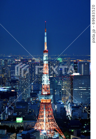 東京都 六本木ヒルズのスカイデッキから見た夜景 高画質画像 の写真素材 6965