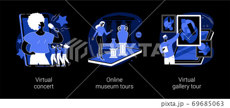 Stay home entertainment abstract concept vector illustrations. 69685063