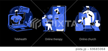 Digital counseling and mental help abstract concept vector illustrations. 69685068